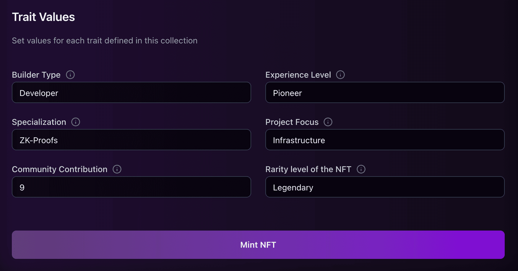Trait Values Form