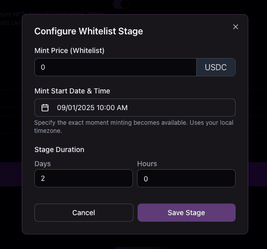 Whitelist Stage