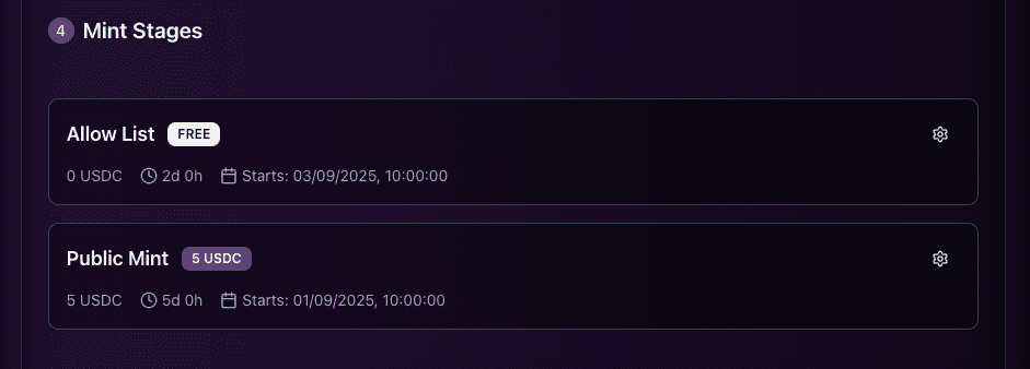 Mint Stages Overview