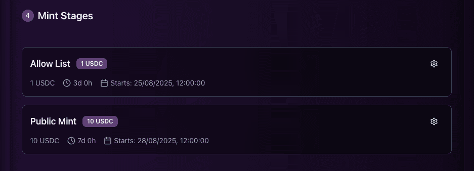 Mint Stages Overview