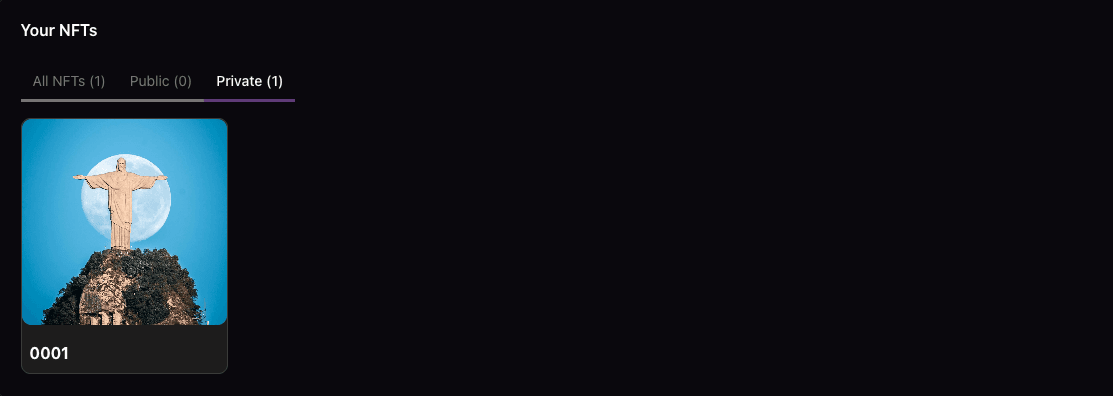 Private NFTs Tab