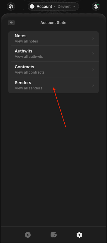 Click on Senders button