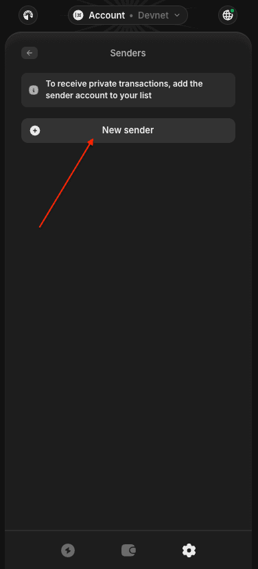 Click on New sender button