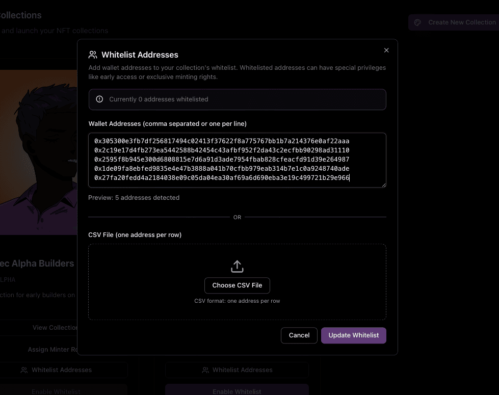 Whitelist Address Modal